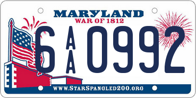 MD license plate 6AA0992