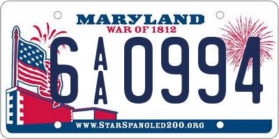 MD license plate 6AA0994