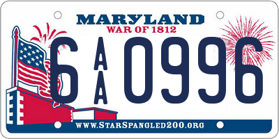 MD license plate 6AA0996