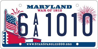 MD license plate 6AA1010