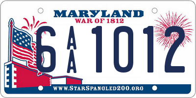 MD license plate 6AA1012