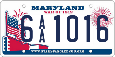 MD license plate 6AA1016