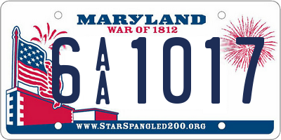 MD license plate 6AA1017