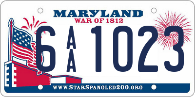 MD license plate 6AA1023