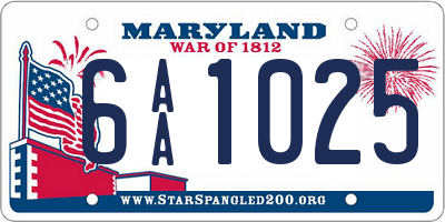 MD license plate 6AA1025