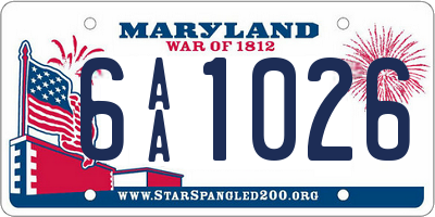 MD license plate 6AA1026