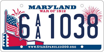MD license plate 6AA1038