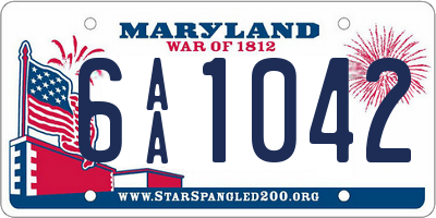 MD license plate 6AA1042