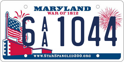 MD license plate 6AA1044
