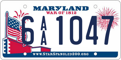 MD license plate 6AA1047