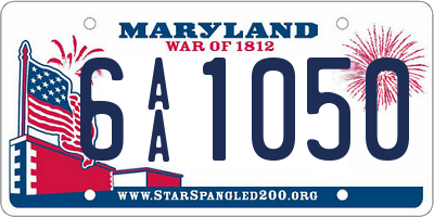 MD license plate 6AA1050