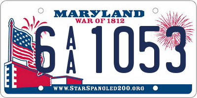 MD license plate 6AA1053