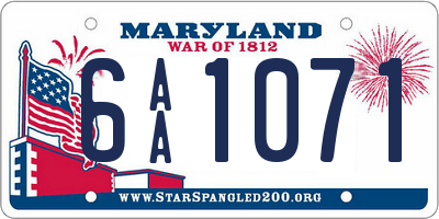 MD license plate 6AA1071