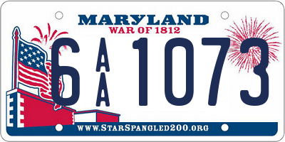 MD license plate 6AA1073
