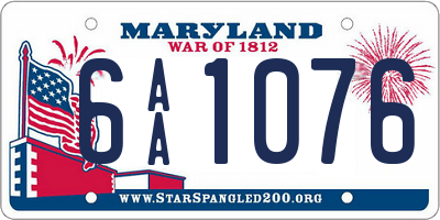 MD license plate 6AA1076