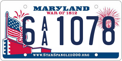 MD license plate 6AA1078