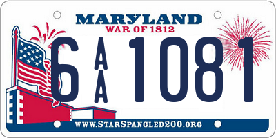 MD license plate 6AA1081