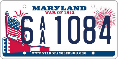 MD license plate 6AA1084