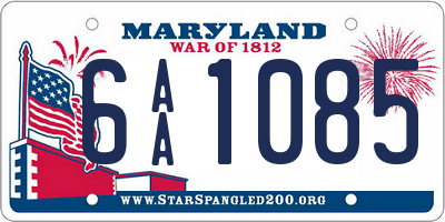 MD license plate 6AA1085