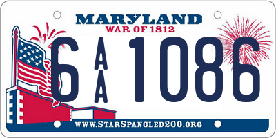 MD license plate 6AA1086