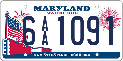 MD license plate 6AA1091