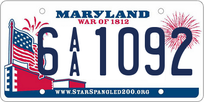 MD license plate 6AA1092