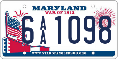 MD license plate 6AA1098