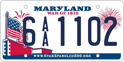 MD license plate 6AA1102