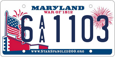 MD license plate 6AA1103