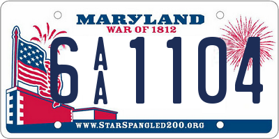 MD license plate 6AA1104
