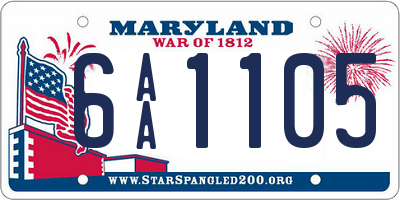 MD license plate 6AA1105