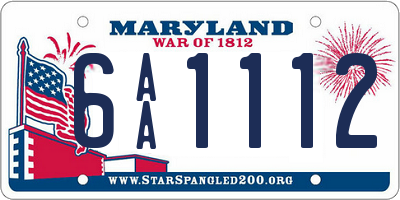 MD license plate 6AA1112