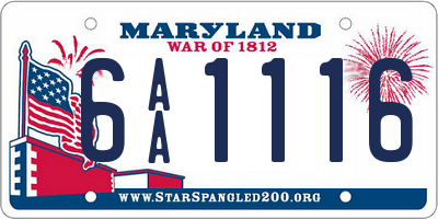 MD license plate 6AA1116