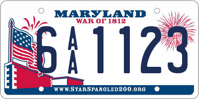 MD license plate 6AA1123