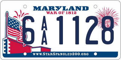 MD license plate 6AA1128