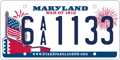 MD license plate 6AA1133