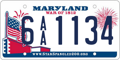 MD license plate 6AA1134