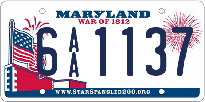 MD license plate 6AA1137