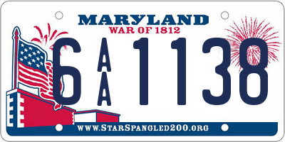 MD license plate 6AA1138