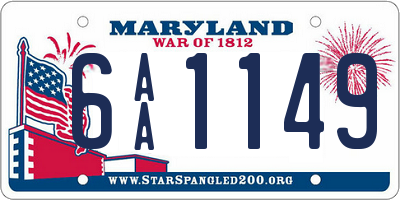 MD license plate 6AA1149