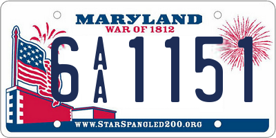 MD license plate 6AA1151