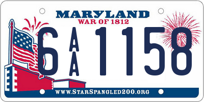 MD license plate 6AA1158