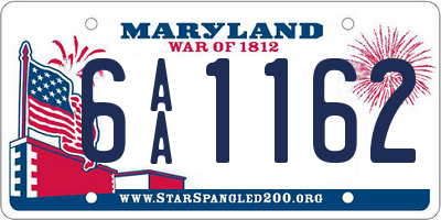 MD license plate 6AA1162