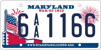 MD license plate 6AA1166