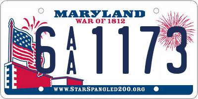 MD license plate 6AA1173