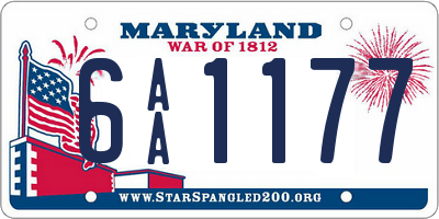 MD license plate 6AA1177