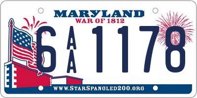 MD license plate 6AA1178