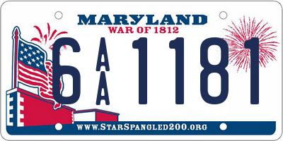 MD license plate 6AA1181