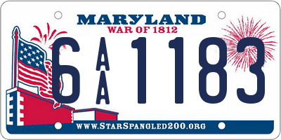 MD license plate 6AA1183