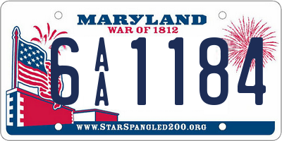 MD license plate 6AA1184